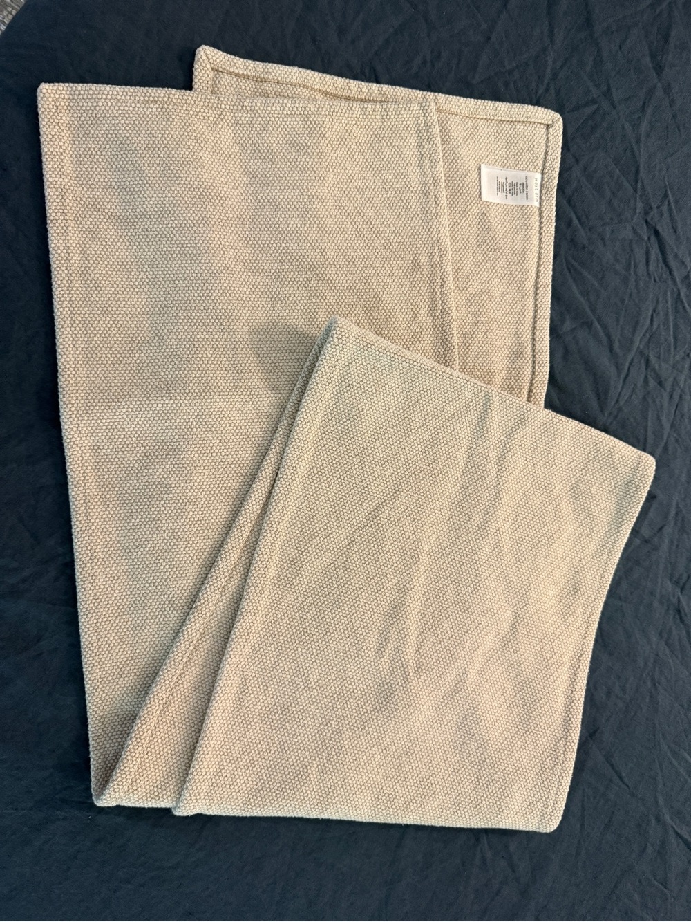 West Elm Textured Canvas Cotton Table Runner - Natural